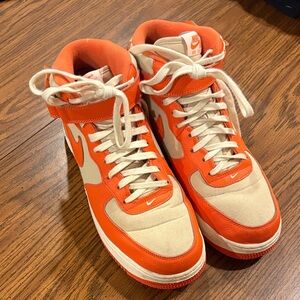 Nike High-Top Sneakers in Bright Orange and Off-White